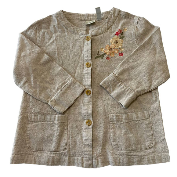 Classic Elements Women's Linen Blend Embroidered Floral Button Up Shirt. Size M - Picture 1 of 6